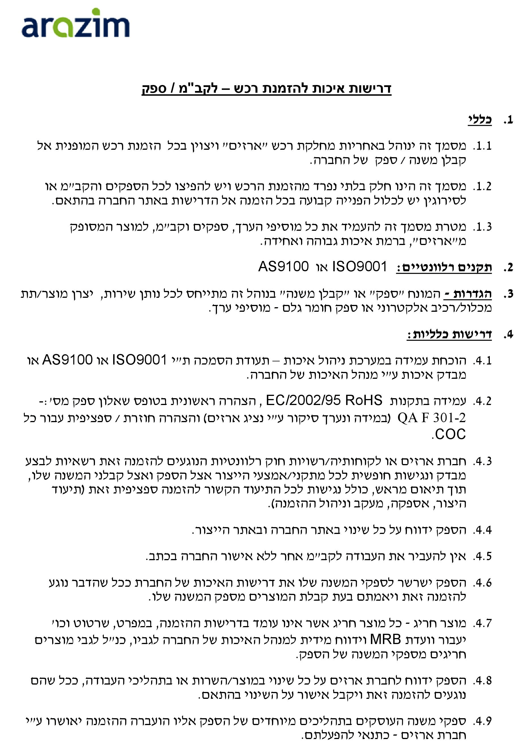 Guidelines For Purchase Orders (Hebrew)